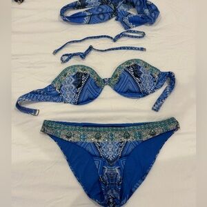 Blue Patterned Bikini Set